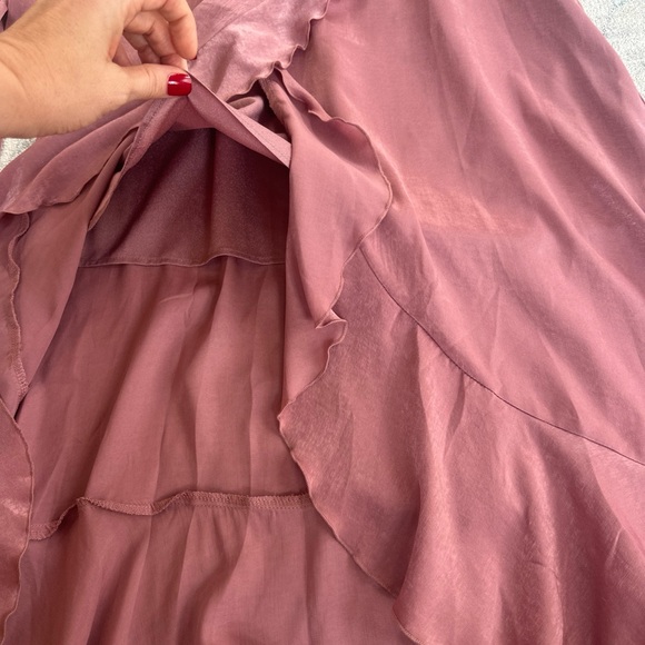 NWT Lulus Mauve Pink Satin Wrap Dress | Size Medium - Picture 7 of 11